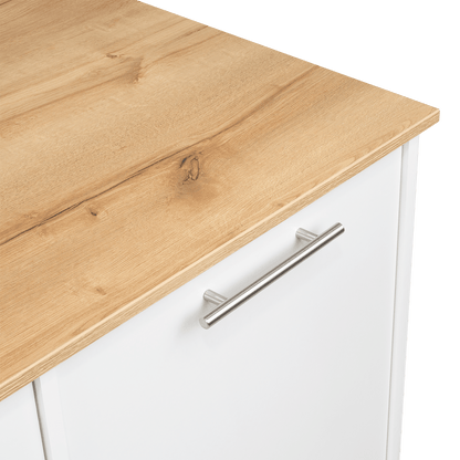 Barra de Cocina Samara, Blanco y Café Claro, con Dos Puertas y Entrepaños ZF - VIRTUAL MUEBLES