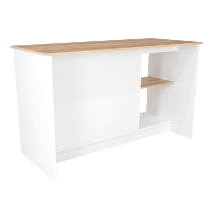 Barra de Cocina Samara, Blanco y Café Claro, con Dos Puertas y Entrepaños ZF - VIRTUAL MUEBLES