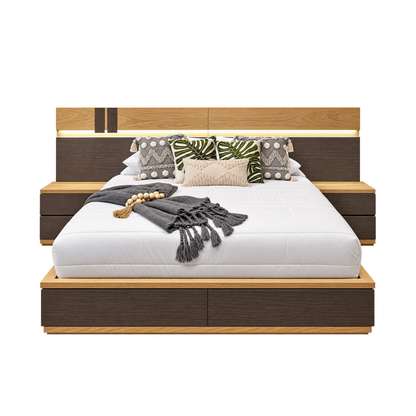 Cama Zarem en roble natural  Queen