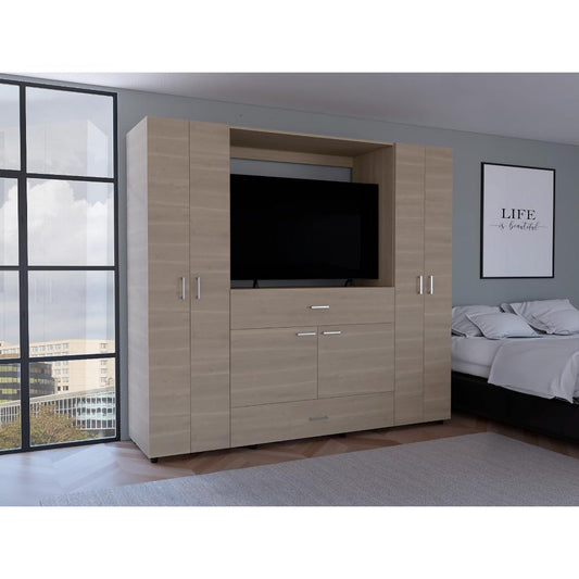Closet Manila Bardolino y Blanco con espacio Para TV de 46"