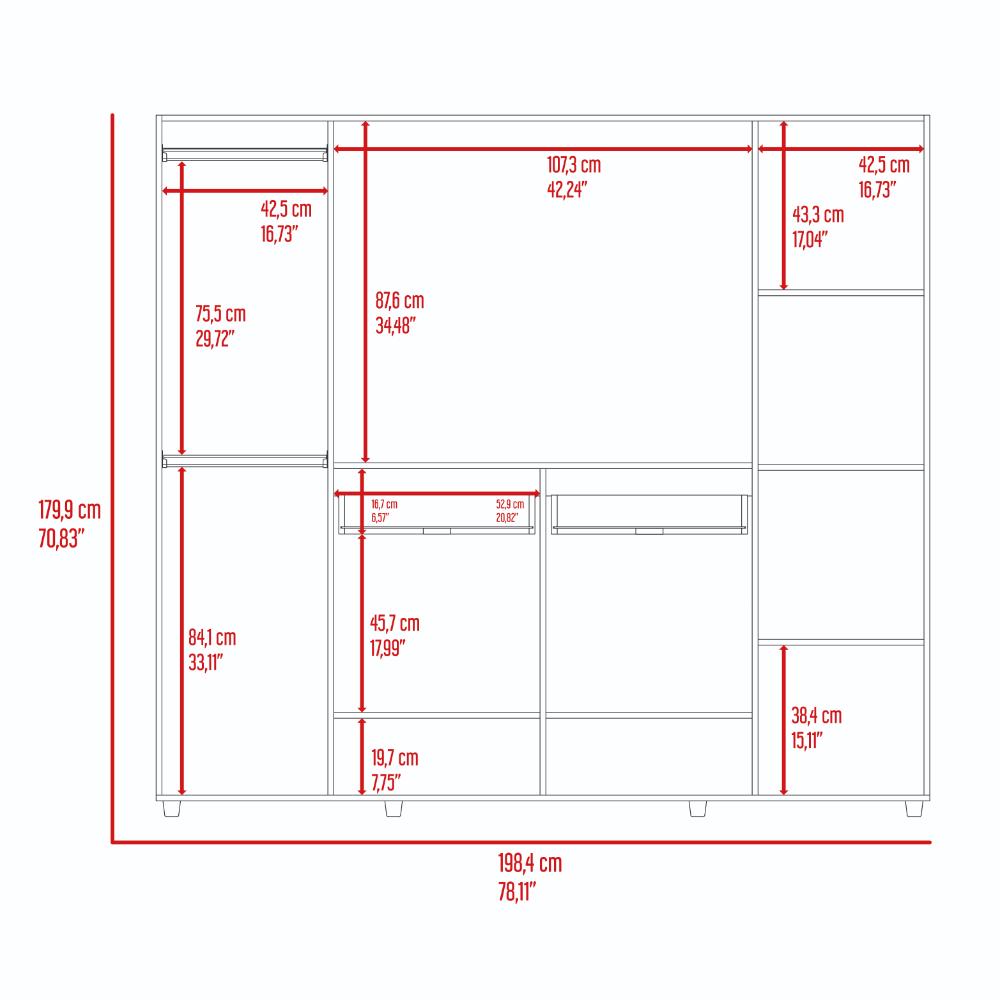 Closet Manila Bardolino y Blanco con espacio Para TV de 46"