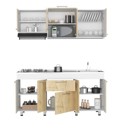 Cocina Integral Union Duna y Blanco con Mesón Derecho