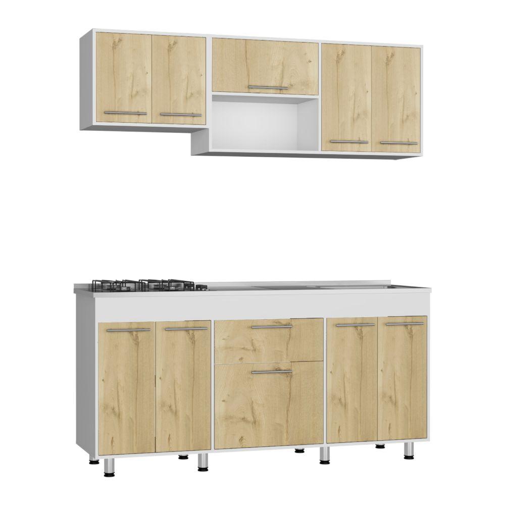 Cocina Integral Union Duna y Blanco con Mesón Derecho