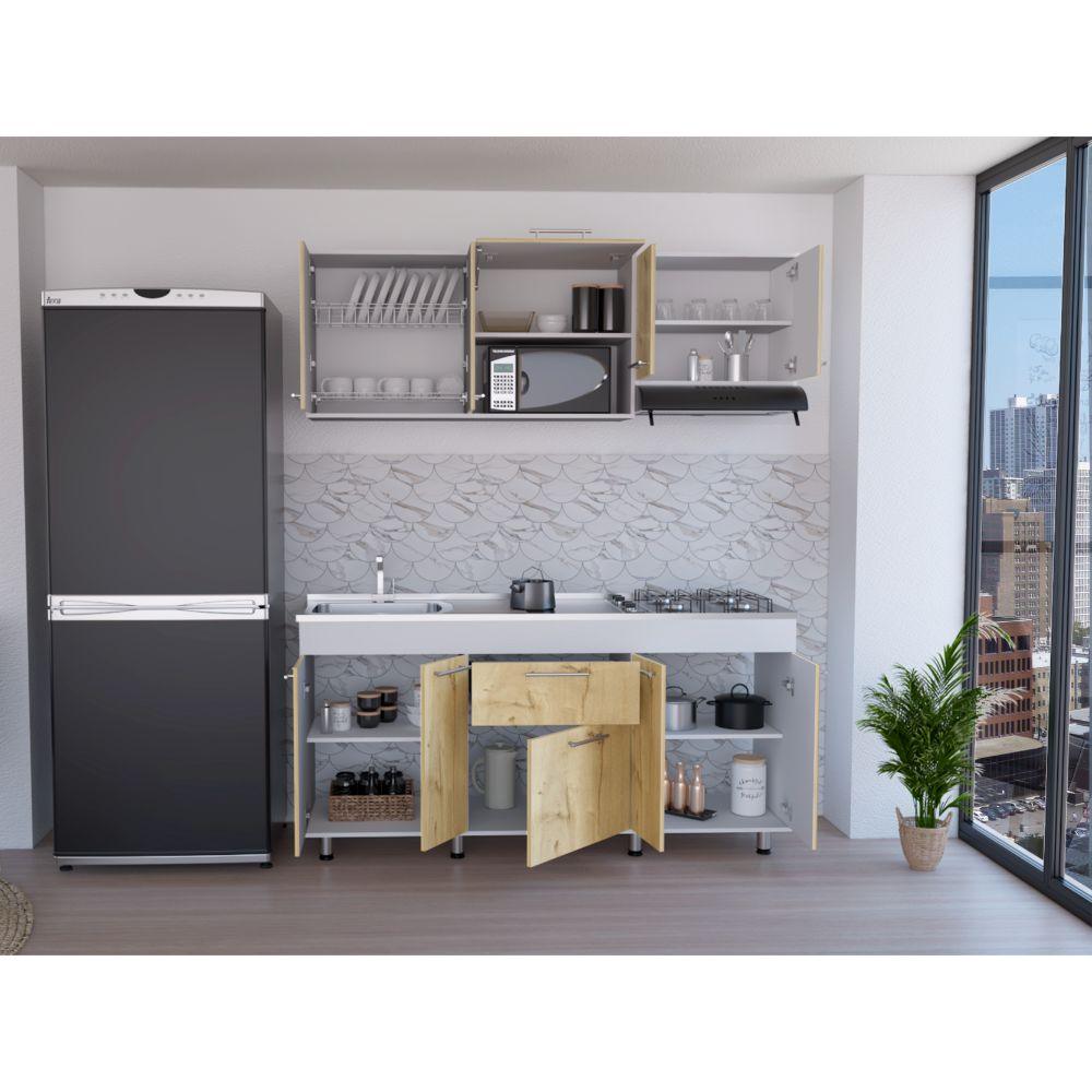 Cocina Integral Union Duna y Blanco con Mesón Izquierdo