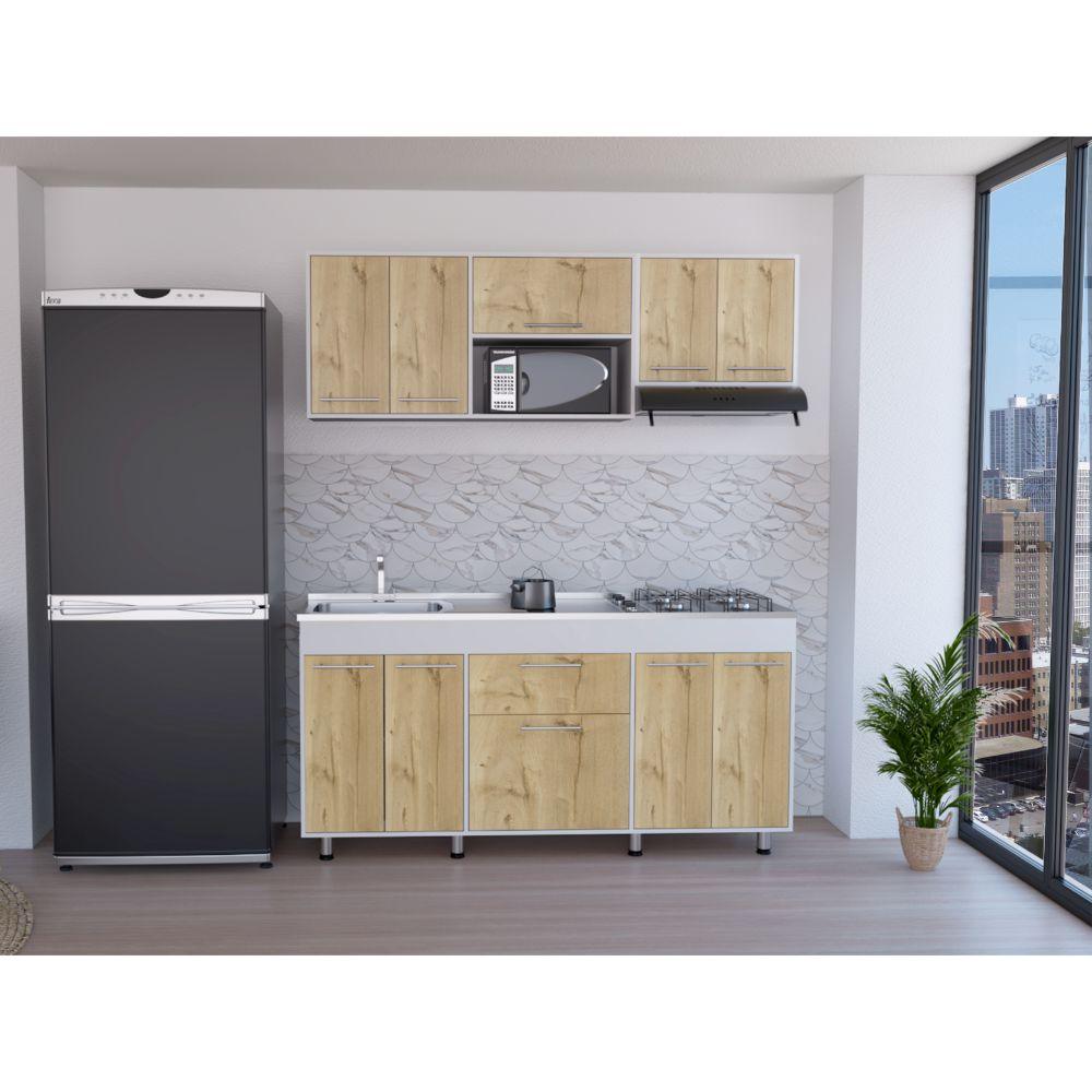 Cocina Integral Union Duna y Blanco con Mesón Izquierdo