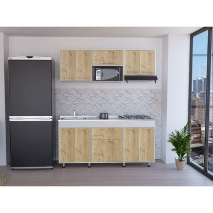Cocina Integral Union Duna y Blanco con Mesón Izquierdo