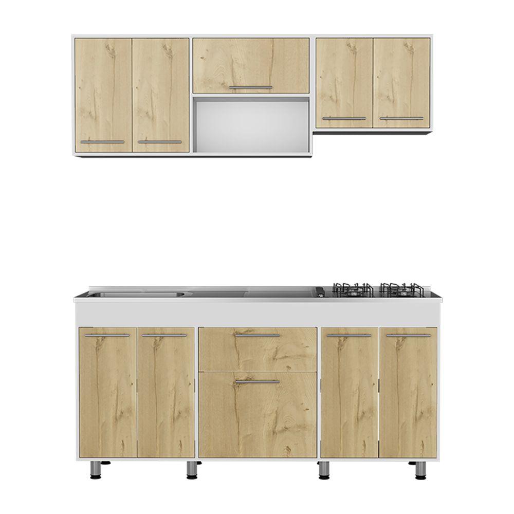 Cocina Integral Union Duna y Blanco con Mesón Izquierdo