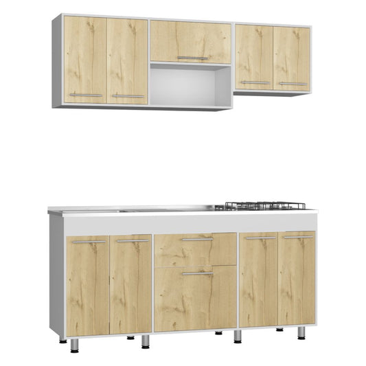 Cocina Integral Union Duna y Blanco con Mesón Izquierdo