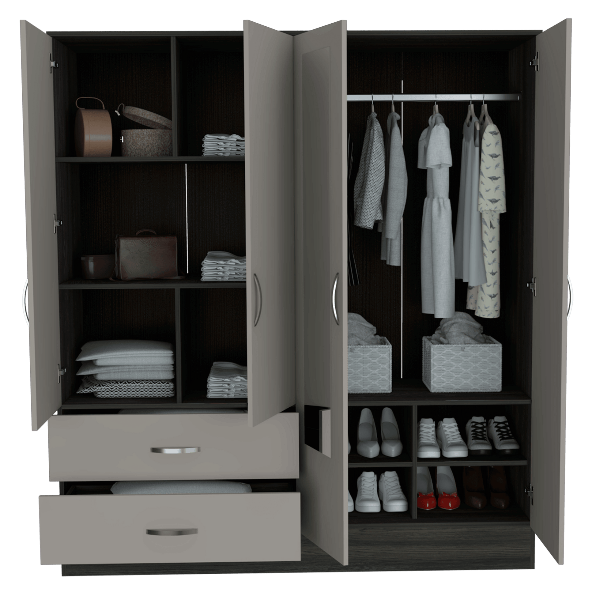 Closet Aster con Espejos color Gris y Cocoa para Habitación.