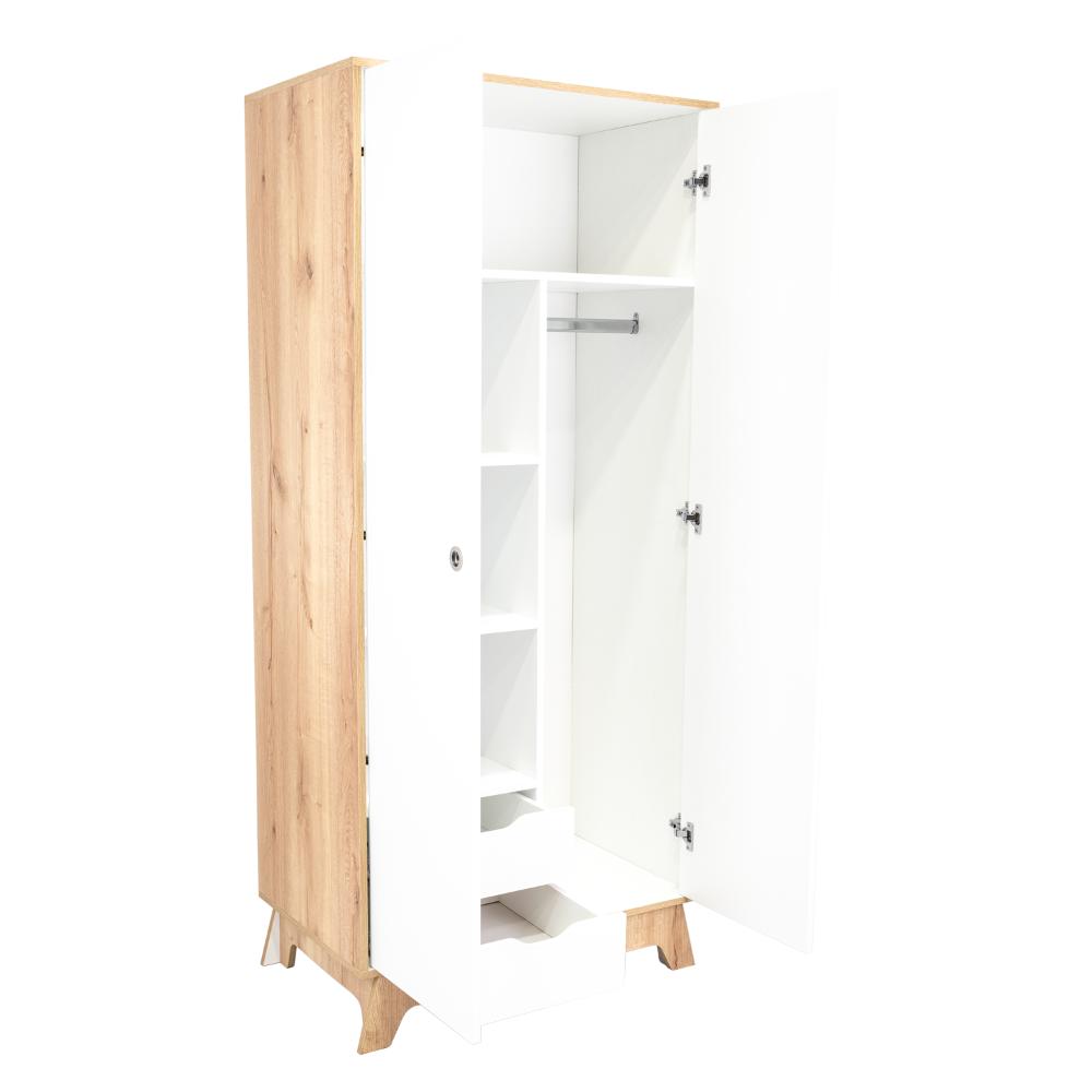 Closet Zivix, Café Claro y Blanco, Dos Puertas Abatibles