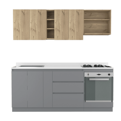 Cocina Integral Thilo color Café claro y Gris.