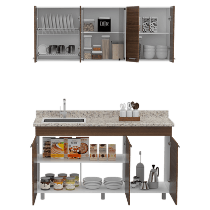 Cocina Integral Eris color Moreno y Blanco.