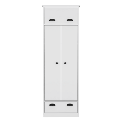 Closet Denis, Blanco Duqueza, con dos puertas batientes y dos cajones ZF - VIRTUAL MUEBLES
