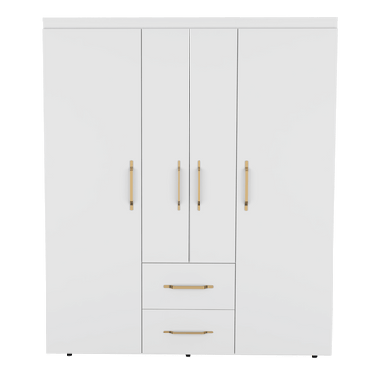 Closet Eco Golden, Blanco y Dorado, Variedad de Entrepaños y Cuatro Puertas Abatibles - VIRTUAL MUEBLES