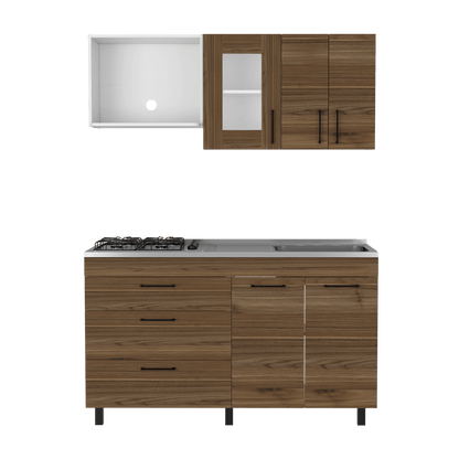 Cocina Integral Farichi color Castaño y Blanco.