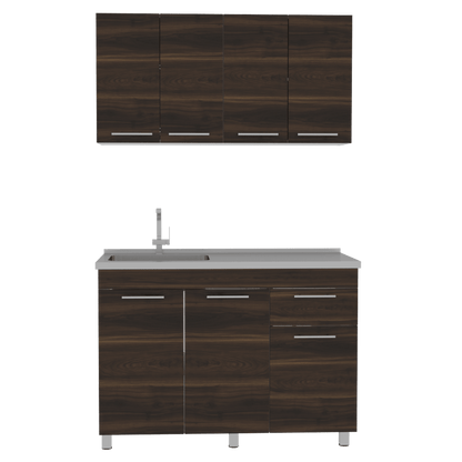 Cocina Integral Ameralto, Blanco y Caoba, Sirve para Mesón Derecho e Izquierdo - VIRTUAL MUEBLES