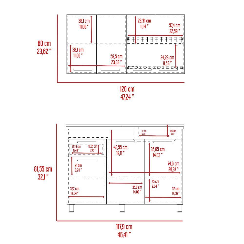 Cocina Integral Ameralto, Blanco y Beige, Incluye Mesón Derecho