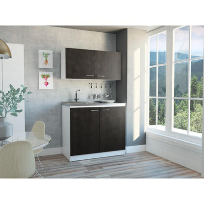 Cocina Integral Napa Blanco y Wengue Con Mesón Izquierdo