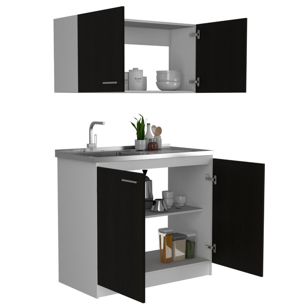 Cocina Integral Napa Blanco y Wengue Con Mesón Izquierdo