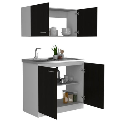 Cocina Integral Napa Blanco y Wengue Con Mesón Izquierdo