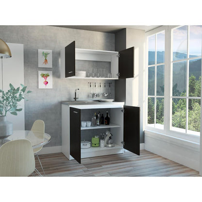 Cocina Integral Napa Blanco y Wengue Con Mesón Izquierdo
