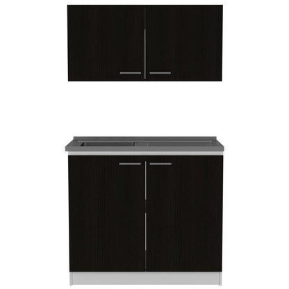 Cocina Integral Napa Blanco y Wengue Con Mesón Izquierdo