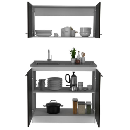 Cocina Integral Napa Blanco y Wengue Con Mesón Izquierdo