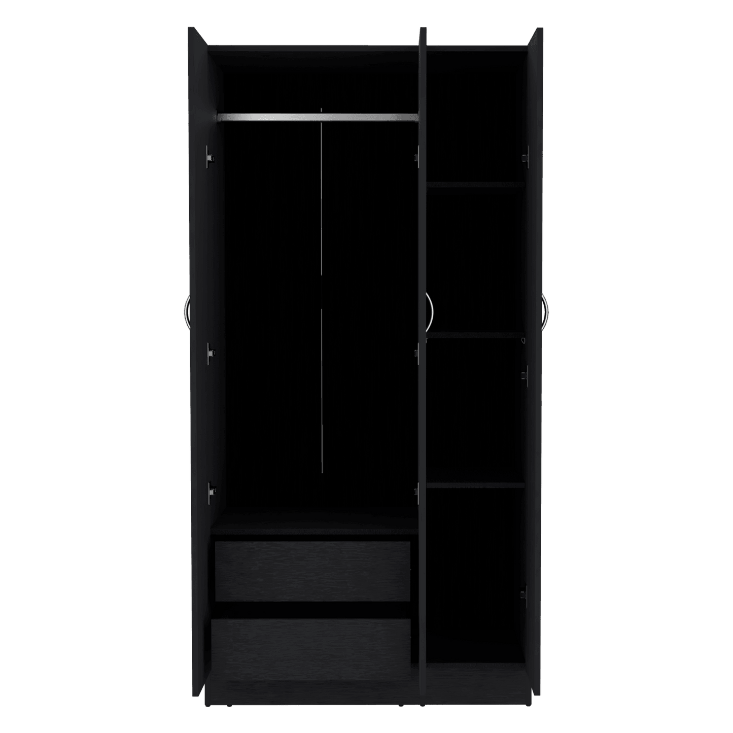 Closet Orbe, Wengue con dos cajones, 4 entrepaños y tubo cromado ZF - VIRTUAL MUEBLES