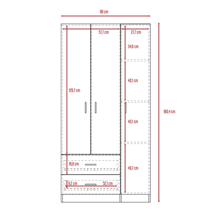 Closet América, Wengue, con Variedad de Entrepaños y Tubo para Colgar Ropa - VIRTUAL MUEBLES