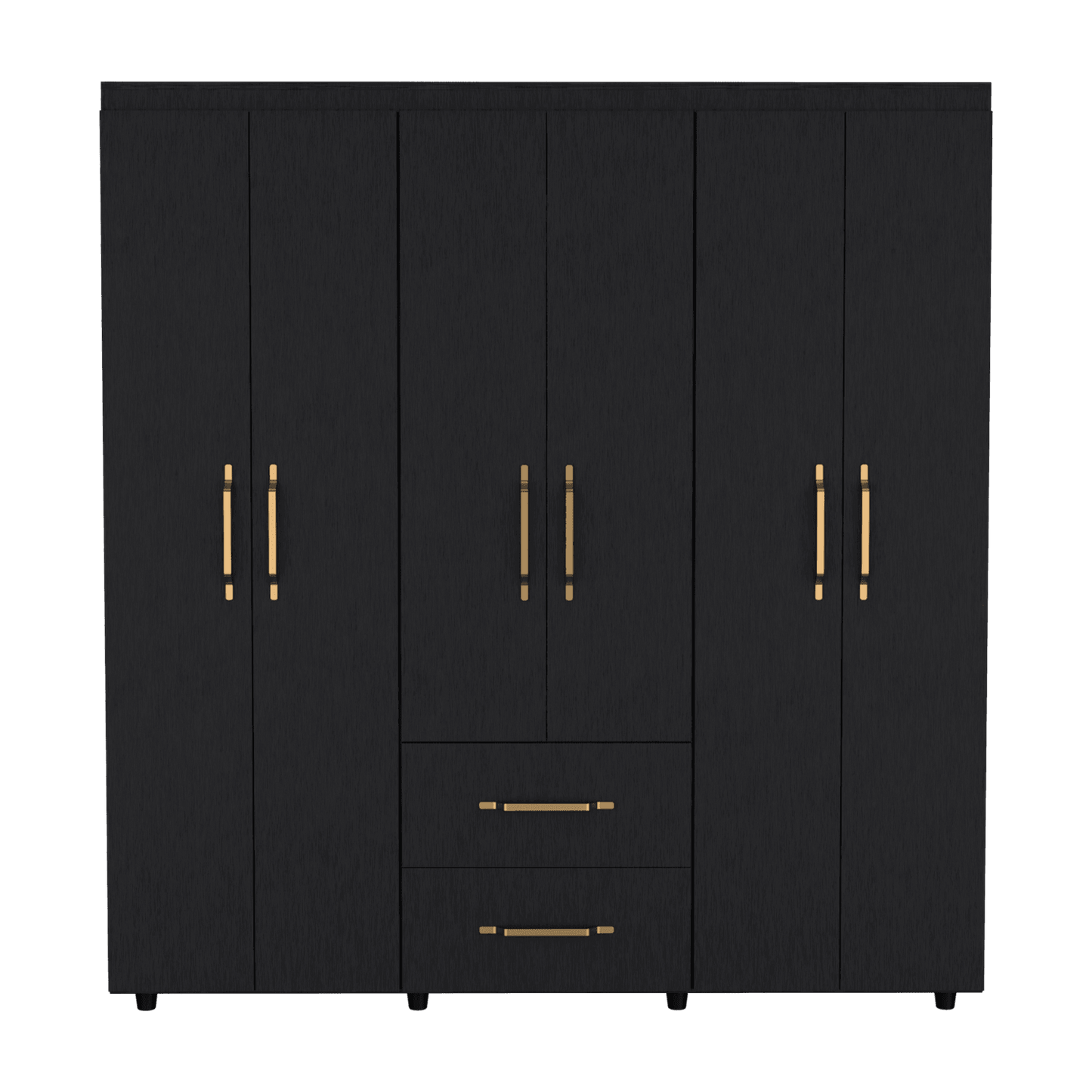 Closet Golden, Wengue y Dorado, Variedad de Entrepaños y Seis Puertas Abatibles