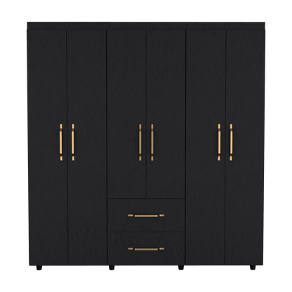 Closet Golden, Wengue y Dorado, Variedad de Entrepaños y Seis Puertas Abatibles