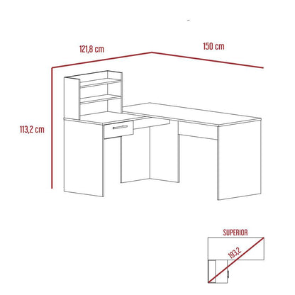 Combo Para Oficina Sandoval, Miel y Wengue, Incluye Escritorio y Biblioteca - VIRTUAL MUEBLES