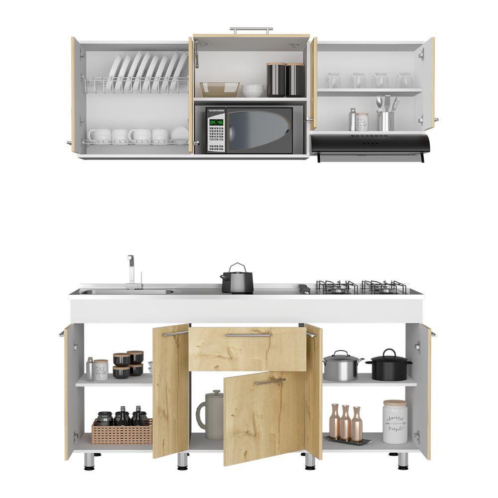 Cocina Integral Union Duna y Blanco con Mesón Izquierdo