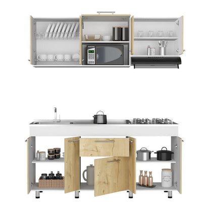 Cocina Integral Union Duna y Blanco con Mesón Izquierdo