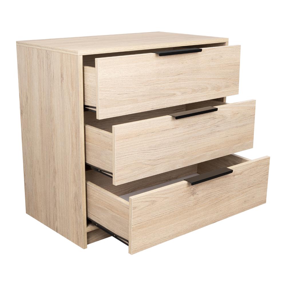 Comoda 3 Cajones Treviso  Rovere + Blanco
