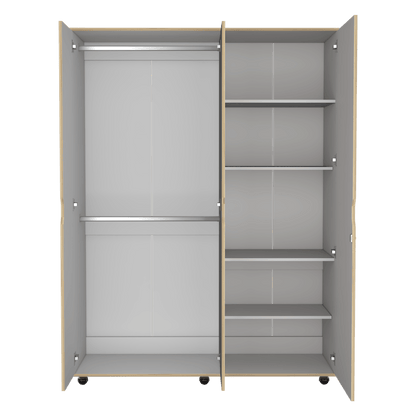 Closet Con Espejo Brasilia Color Cafe Claro y Blanco Duqueza Para Habitación.