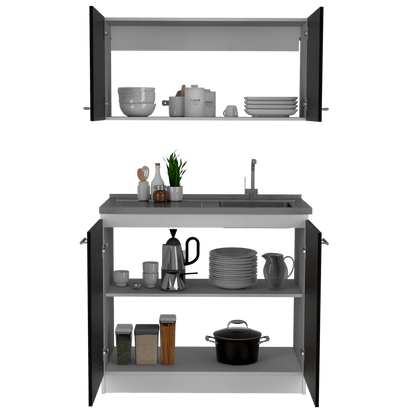 Cocina Integral Alastor Color Wengue y Blanco Para Cocina.
