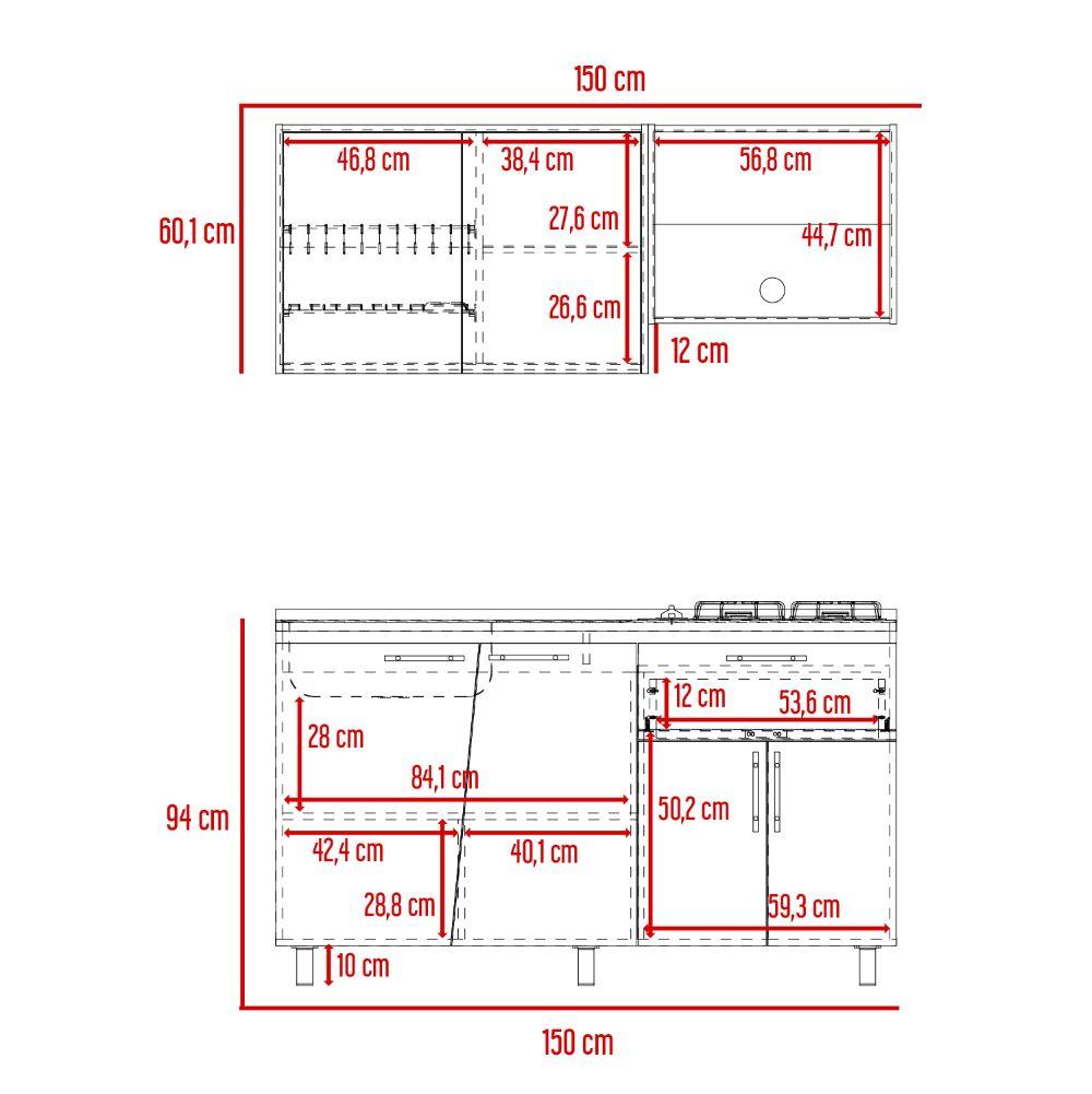 Cocina Integral Emilia Wengue y Miel con Poceta  Izquierda