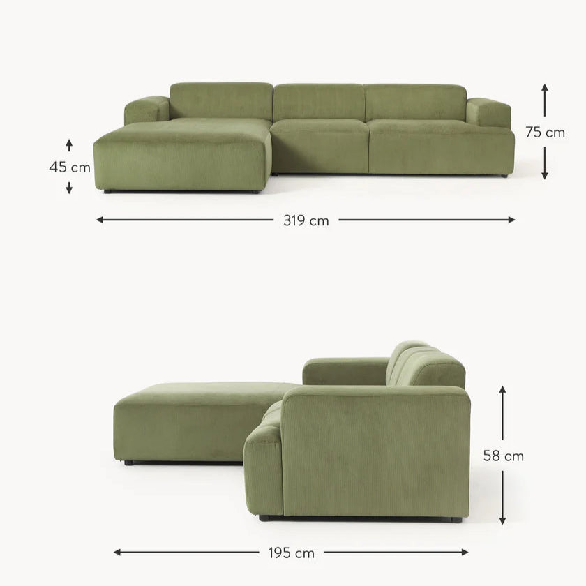 Sofá Esquinero Modular Savoy Verde Oliva Diseño Moderno y Confort Inigualable