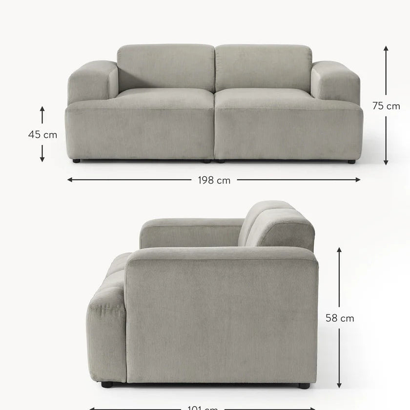 Sofa Louvre Gris 2 Puestos con Diseño Contemporáneo y Minimalista