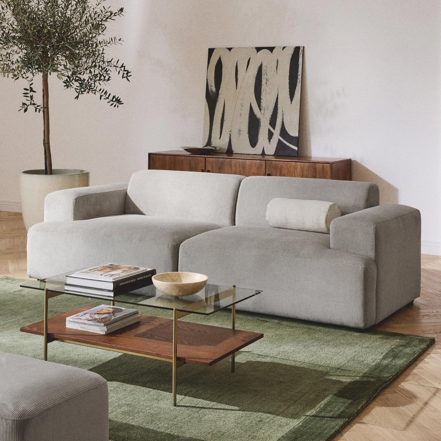 Sofa Louvre Gris 2 Puestos con Diseño Contemporáneo y Minimalista