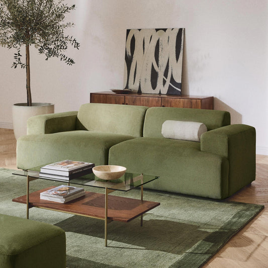 Sofa Louvre Verde Oliva 2 Puestos con Diseño Contemporáneo y Minimalista