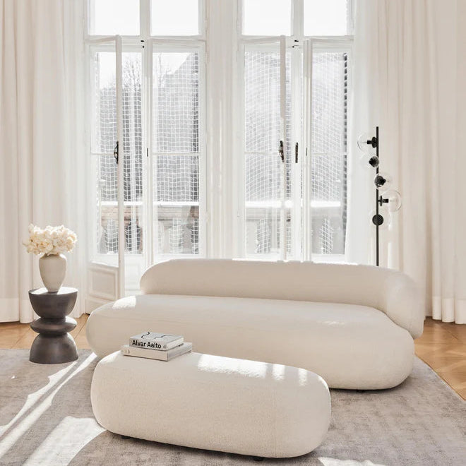 Sofa Minimalista  Moderno Velvet Luxe Blanco 3 Puestos