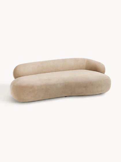 Sofa Minimalista  Moderno Velvet Luxe Taupe 3 Puestos