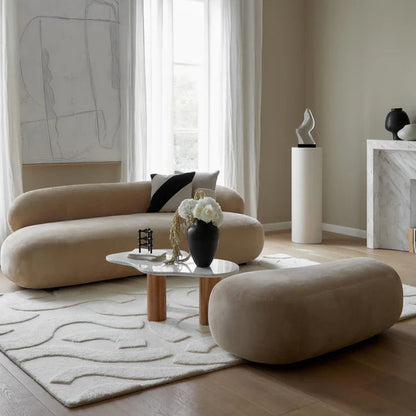 Sofa Minimalista  Moderno Velvet Luxe Taupe 3 Puestos