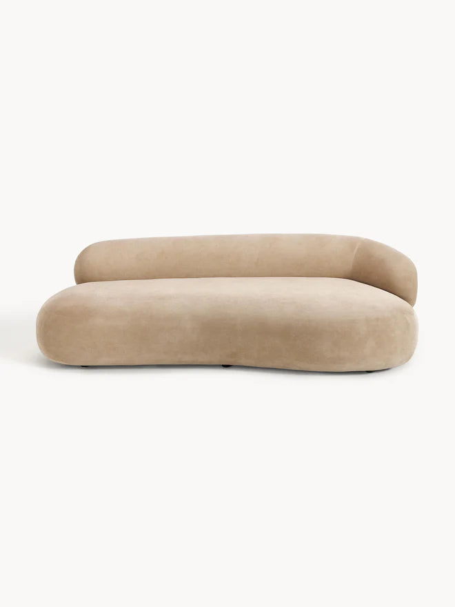 Sofa Minimalista  Moderno Velvet Luxe Taupe 3 Puestos