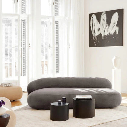 Sofa Minimalista  Moderno Velvet Luxe Gris 3 Puestos