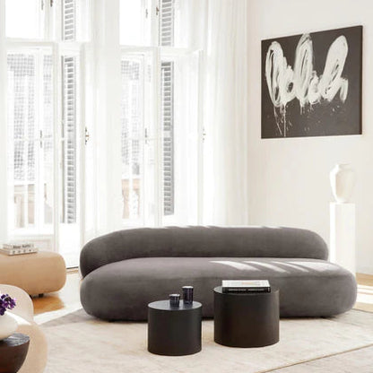 Sofa Minimalista  Moderno Velvet Luxe Gris 3 Puestos