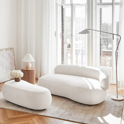 Sofa Minimalista  Moderno Velvet Luxe Blanco 2 Puestos