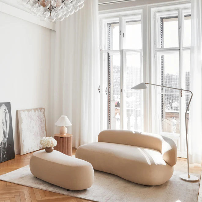 Sofa Minimalista  Moderno Velvet Luxe Taupe 2 Puestos